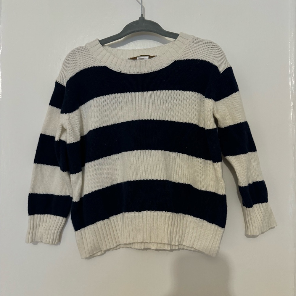 TBBC navy and white striped boys’ sweater. Size 2T.